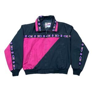 Vintage Walls Mountain Jacket Small Regular Black Magenta Southwestern Aztec 90s